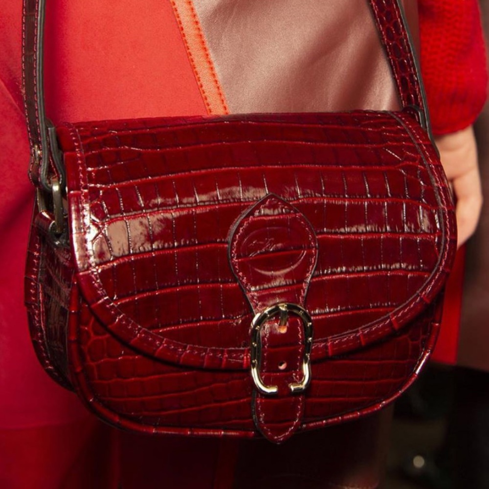 Longchamp 1980 Crocodile Embossed Leather Crossbody Bag